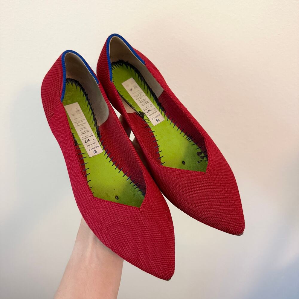 Rothy’s Point Chili Red Flats Sz 7
